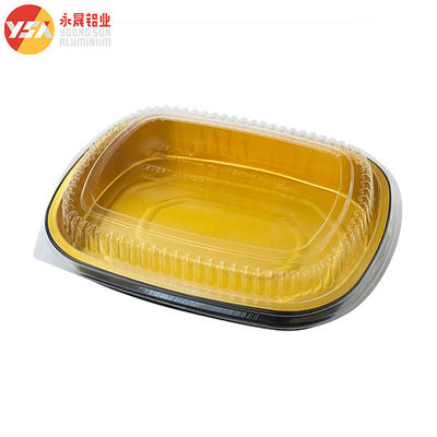 16 oz paroi lisse Noir et or Mini Foil Oblong Pâtisserie à emporter avec couvercle