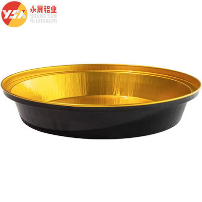 230 ml Pans ronds jetables à feuille de plomb noir et or avec couvercle