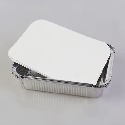 Contenant alimentaire jetable en aluminium rectangulaire avec couvercle pliable, parfait pour les sorties au restaurant, les événements de restauration et la préparation des repas